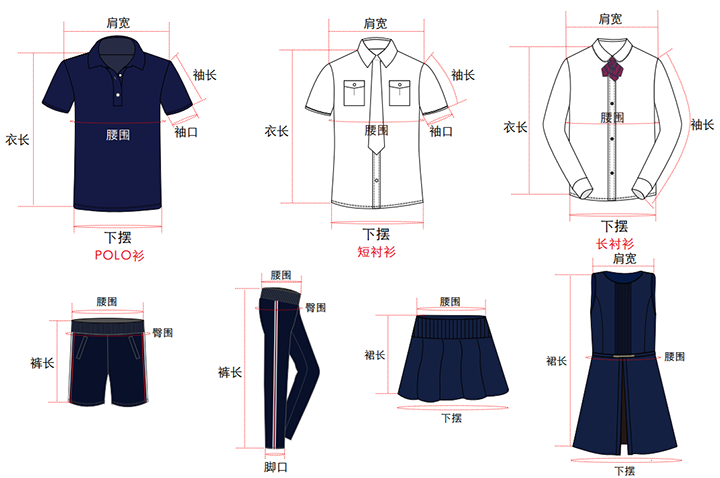 校服測量方法