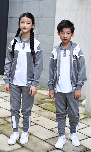 灰色秋裝校服套裝三件套