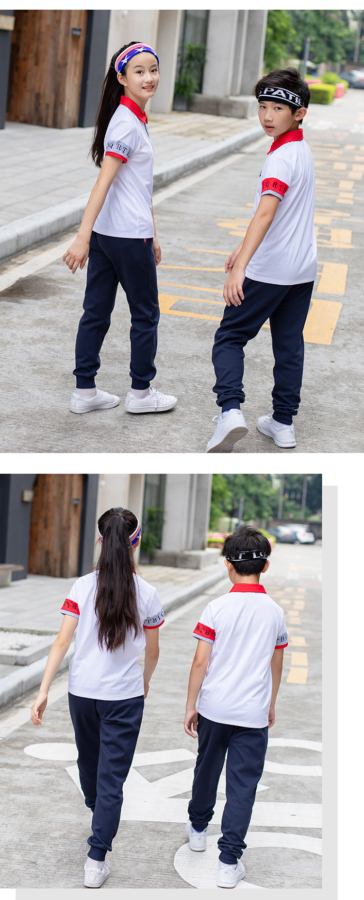 時(shí)尚短袖校服套裝 (9)