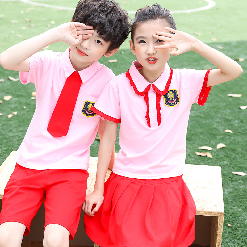 新款幼兒園園服粉色英倫風(fēng)畢業(yè)班服定制