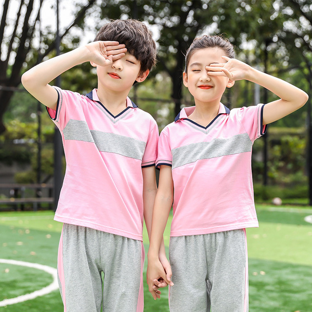 夏季幼兒園園服套裝定制 新款兒童短袖T恤