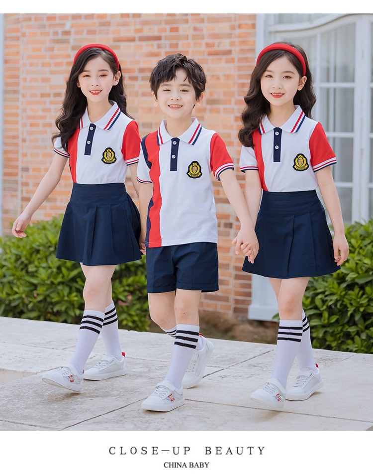 新款純棉短袖運(yùn)動套裝幼兒園園服定制