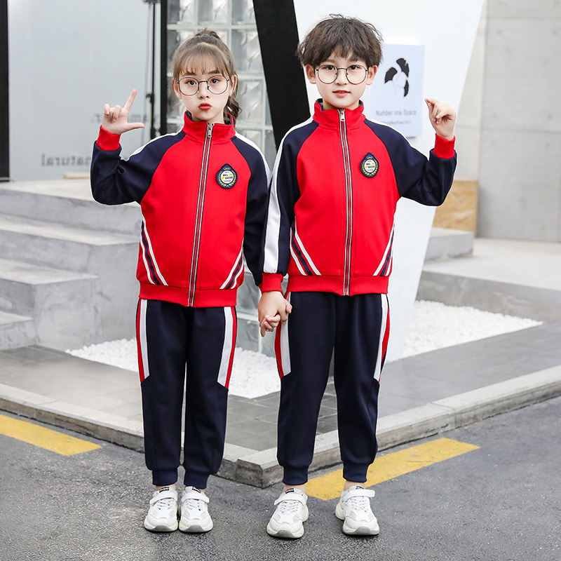 艾咪天使 紅色絲蓋棉幼兒園學(xué)院風(fēng)運(yùn)動(dòng)套裝