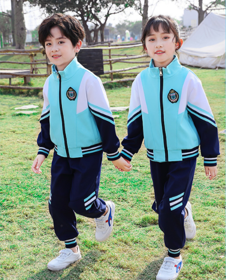 秋冬新款藍(lán)色拉鏈衫運(yùn)動(dòng)套裝學(xué)院風(fēng)幼兒園園服