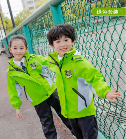 秋冬季兒童沖鋒衣套裝幼兒園園服三件套