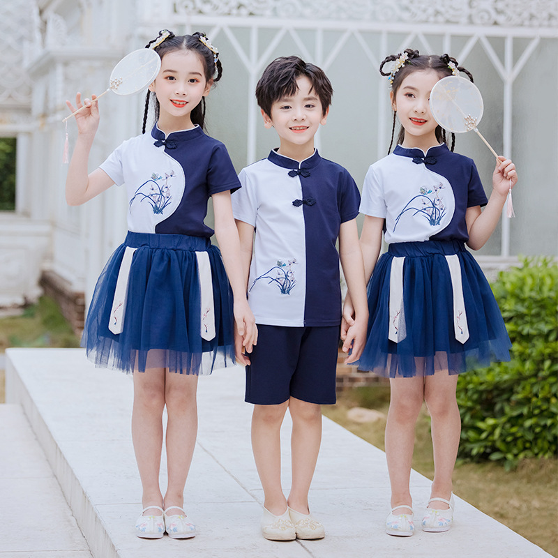 艾咪天使幼兒園漢服風套裝 兒童民族風演出服