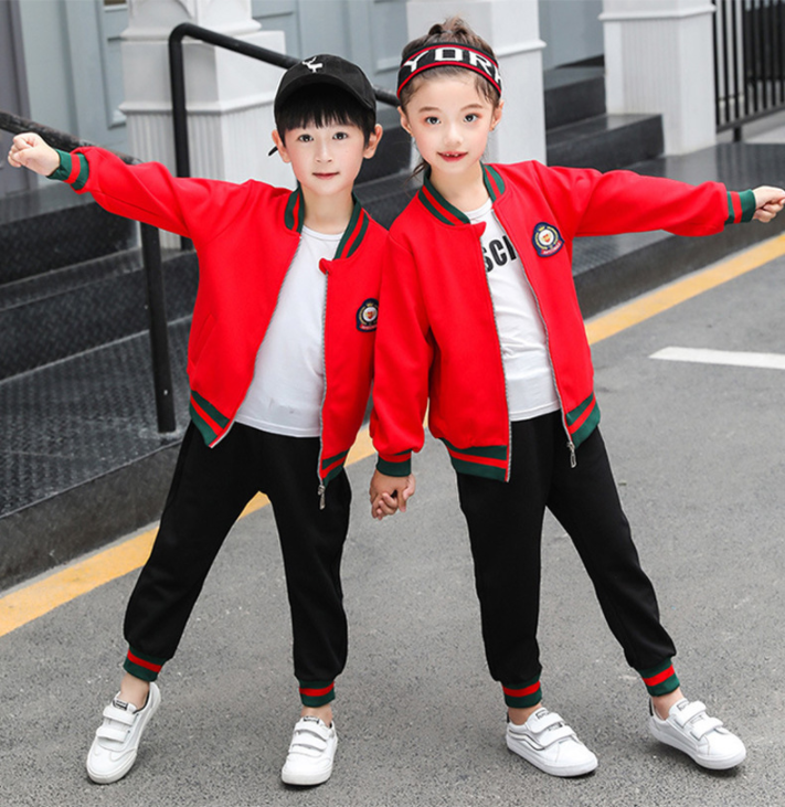 秋冬季紅色幼兒園園服兒童校服運動套裝